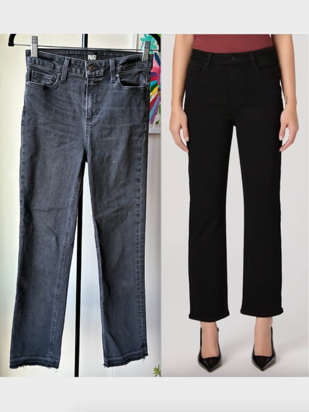 Paige Cindy Slim Jeans in Dark Magnet (Black) - Size 26